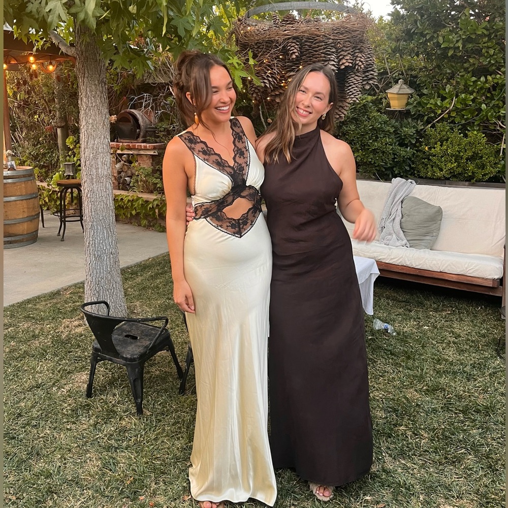 Zara Cream and Black Maxi Dress